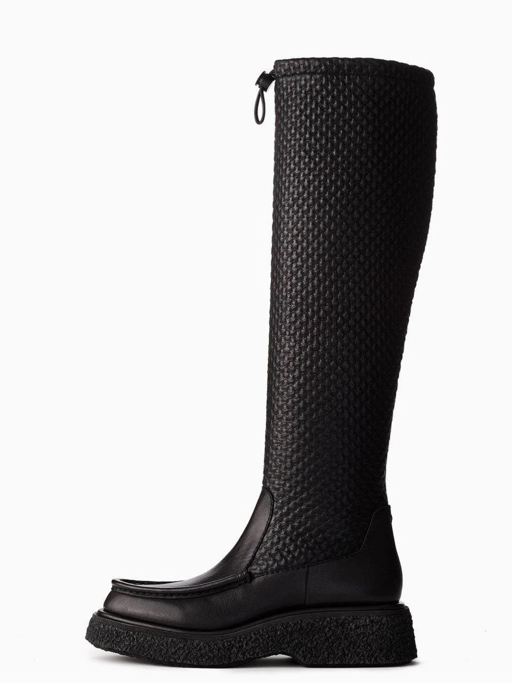 Rag & bone Black Leather Scout Boots over -the-Knee Scrunch adjustable Gum sole